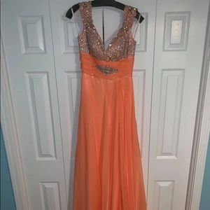 Orange/coral Pageant dress.